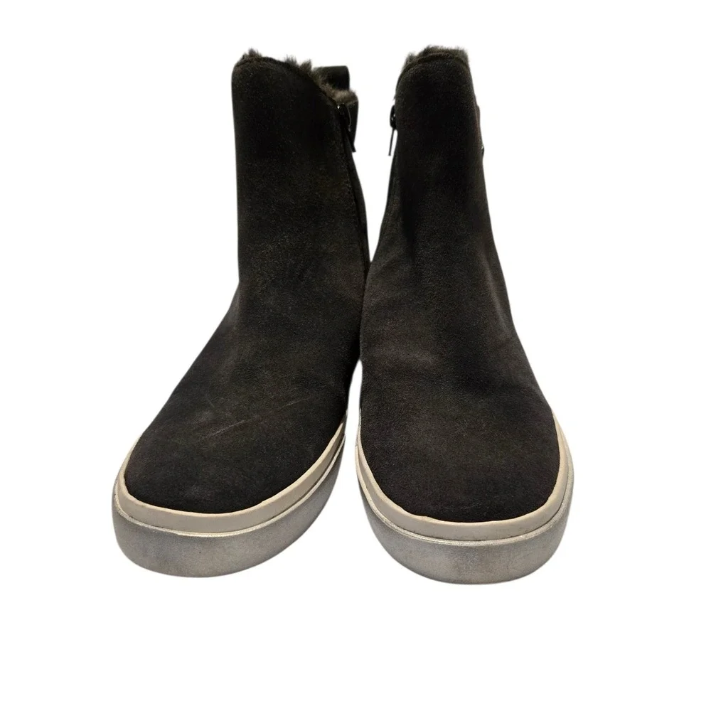 Dolce Vita Zucca Fur Lined High Top Dark Charcoal Boots Grey Silver Accent
